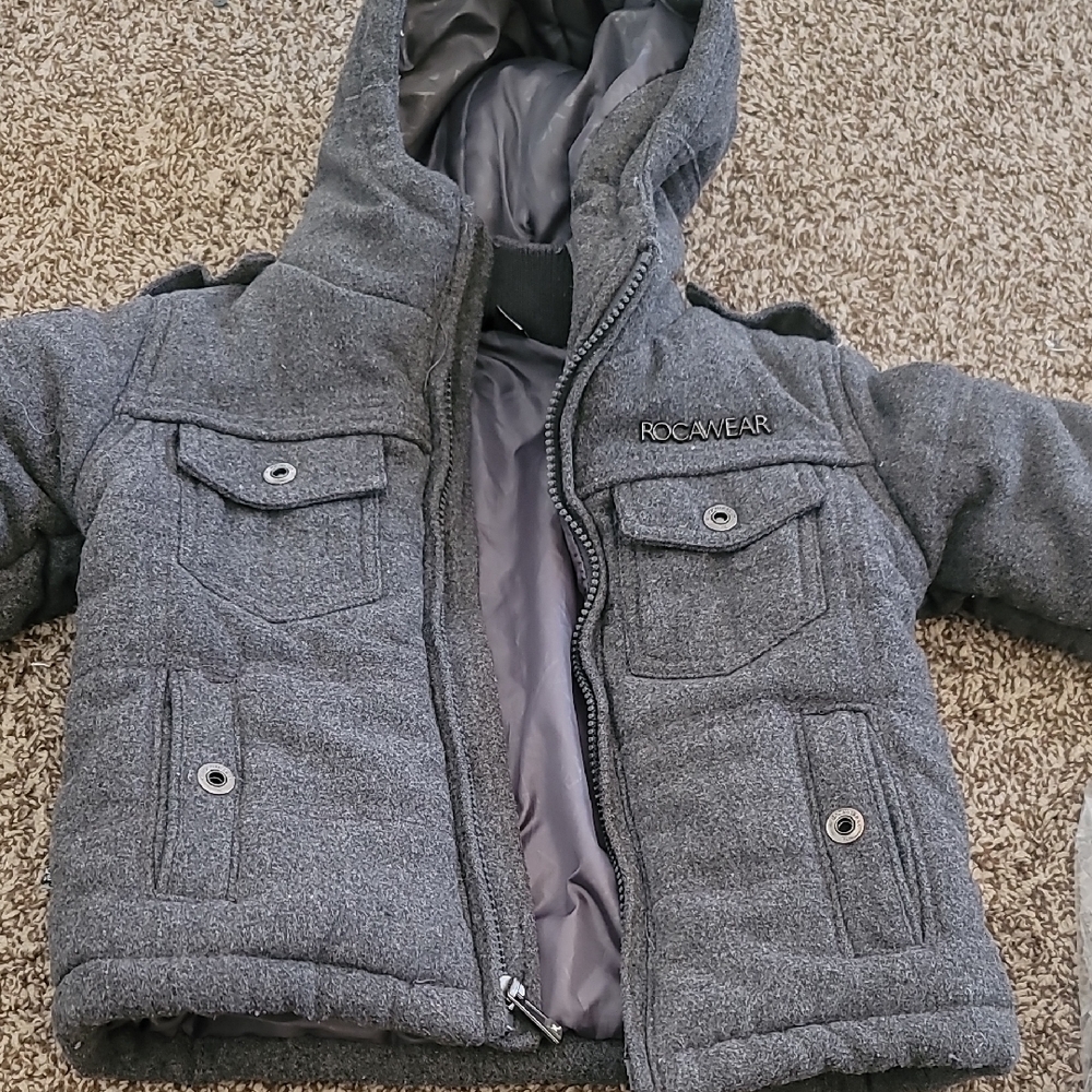 Rocawear Kids Charcoal Hooded Puffer Jacket